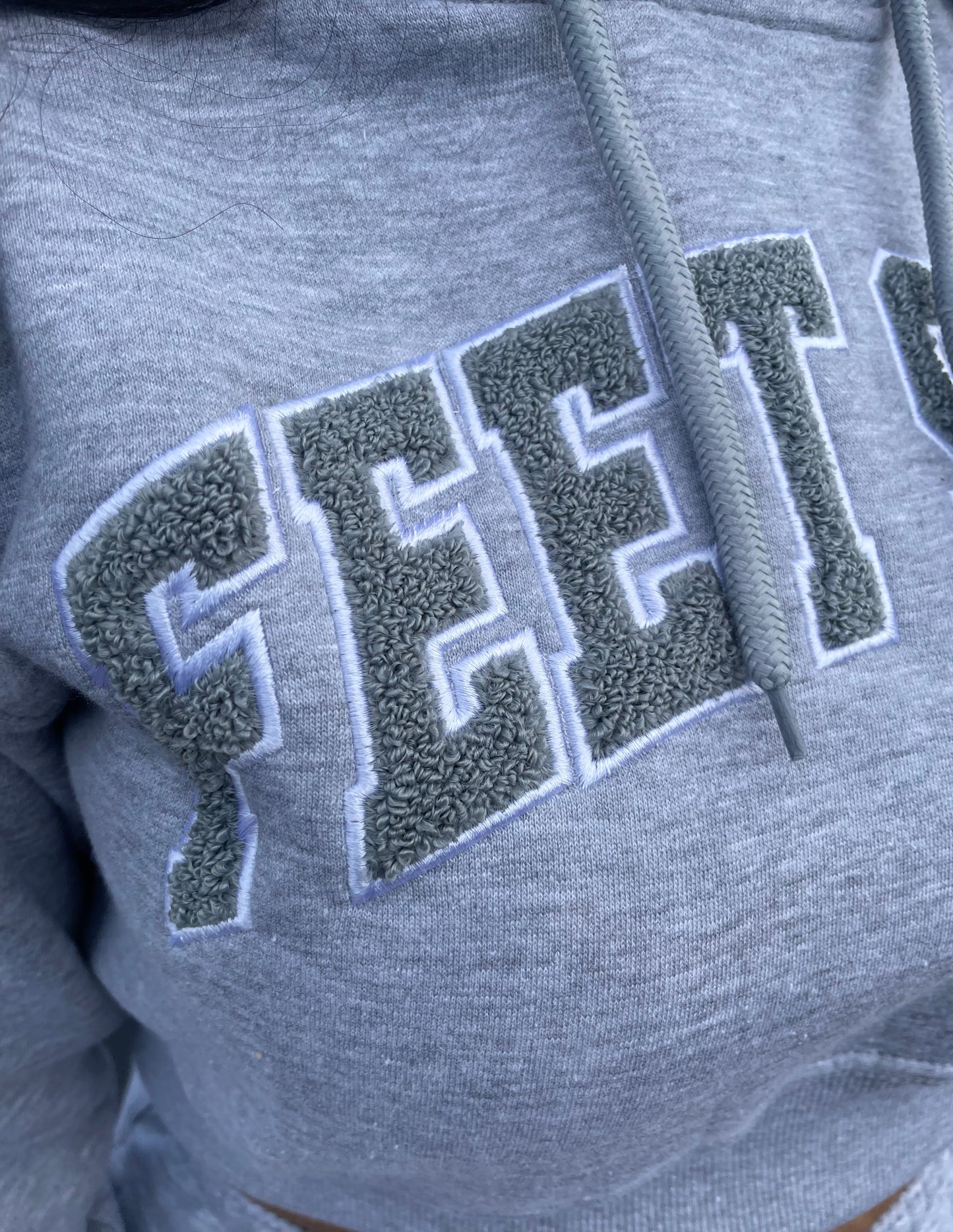 Tan and Grey Cropped Hoodie Sweatsuits