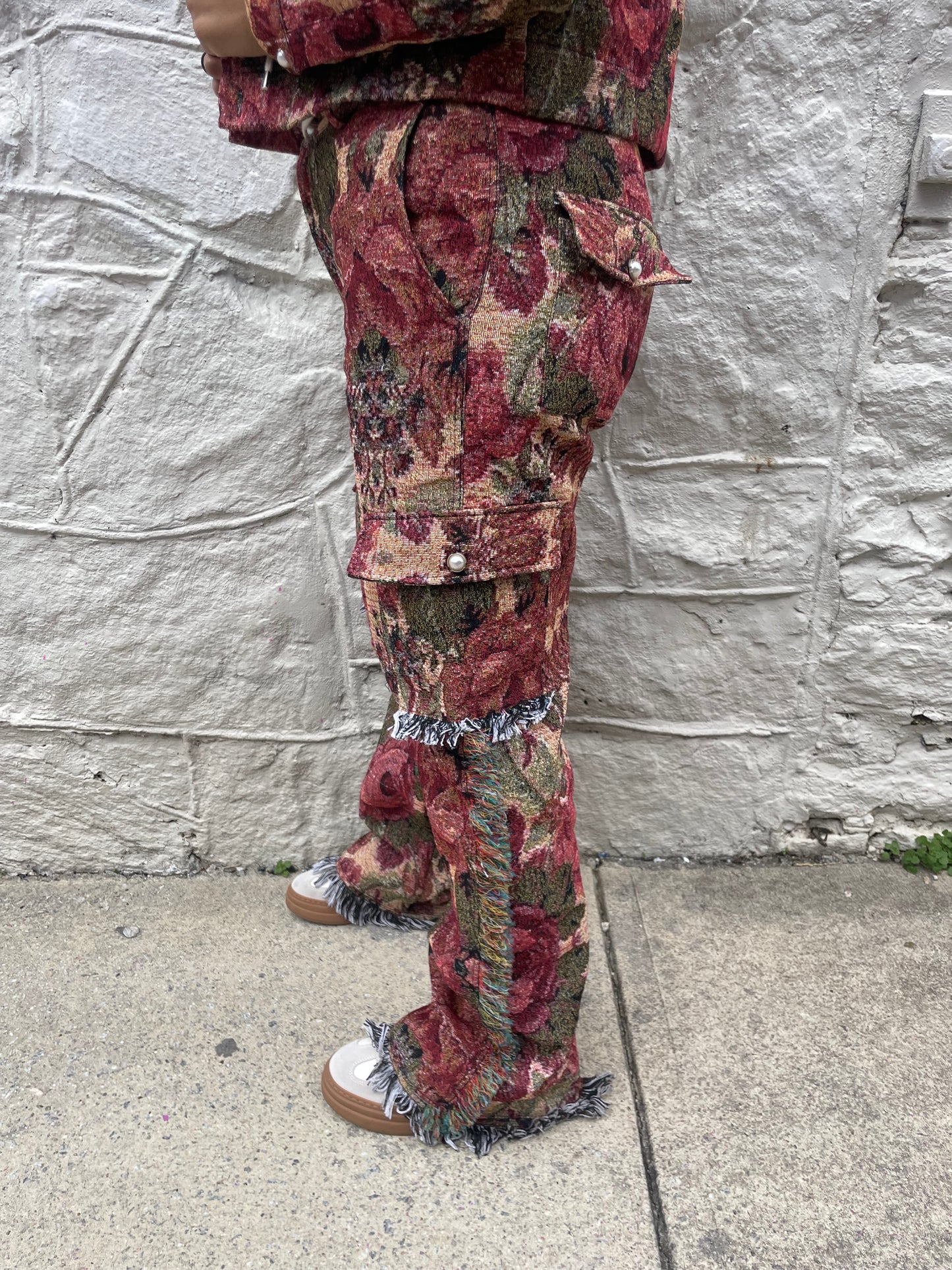 Women’s Red Rose Tapestry Cargo Pants